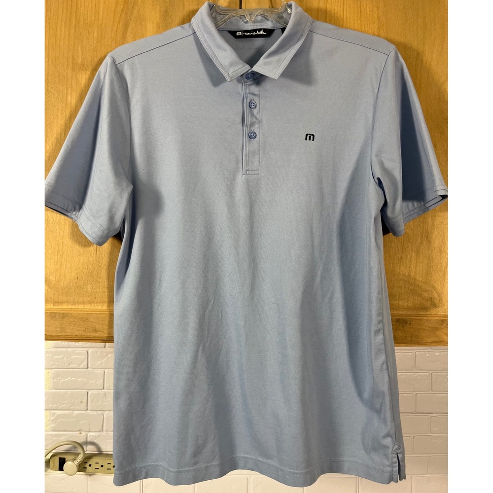 TravisMathew Polo Shirt Mens Large Blue Short Sleeve Golf Performance